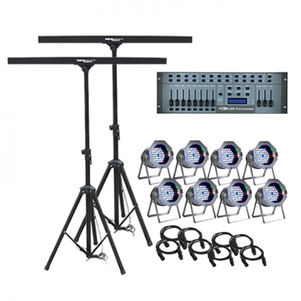 8 X LED PAR+STAND + DMX CONTROL