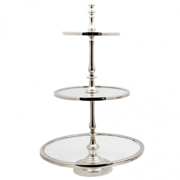 3 Layer Platter stainless with glass 43-30-23x71cm